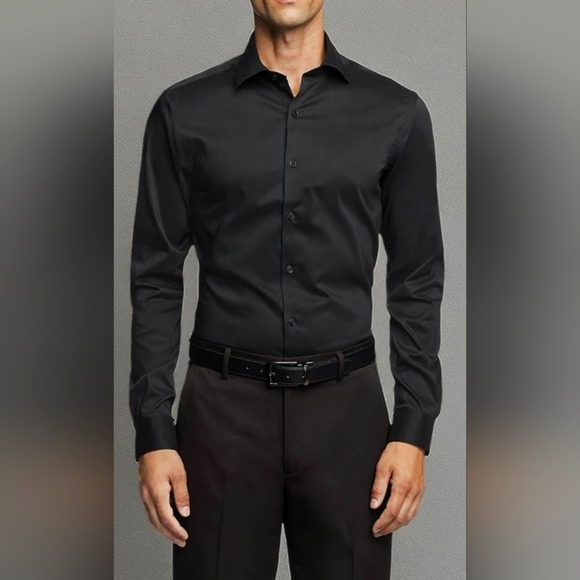 Van Heusen Flex Men's Black Dress Shirt Regular Fit 17 1/2 34/35 - Picture 1 of 7
